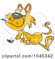 Royalty Free RF Clip Art Illustration Of A Cartoon Cat With A Bird In His Mouth