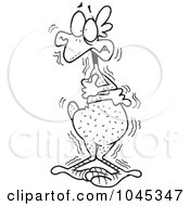 Poster, Art Print Of Cartoon Black And White Outline Design Of A Cold Featherless Chicken