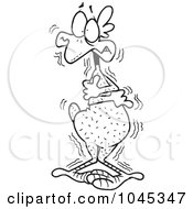 Royalty Free RF Clip Art Illustration Of A Cartoon Black And White Outline Design Of A Cold Featherless Chicken