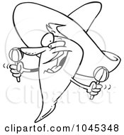 Poster, Art Print Of Cartoon Black And White Outline Design Of A Mexican Chili Pepper