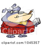 Poster, Art Print Of Cartoon Bulldog Smoking A Cigar In His Robe