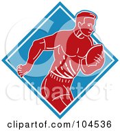 Royalty Free RF Clipart Illustration Of A Red And Blue Running Rugby Football Logo