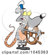 Royalty Free RF Clip Art Illustration Of A Cartoon Captain Rat Steering by toonaday