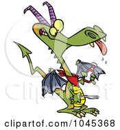 Royalty Free RF Clip Art Illustration Of A Cartoon Dragon Holding Ketchup by toonaday