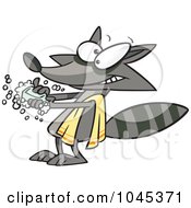 Cartoon Raccoon Washing His Hands