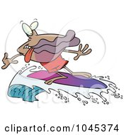 Royalty Free RF Clip Art Illustration Of A Cartoon Clam Surfing by toonaday