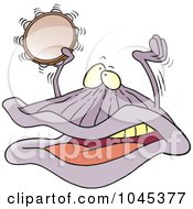 Royalty Free RF Clip Art Illustration Of A Cartoon Clam Playing A Clam Playing A Tambourine by toonaday