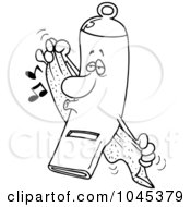 Royalty Free RF Clip Art Illustration Of A Cartoon Black And White Outline Design Of A Clean Whistle Towel Drying by toonaday