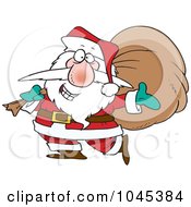 Poster, Art Print Of Cartoon Santa Happily Carrying A Sack