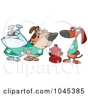 Cartoon Clique Of Dogs By A Hydrant