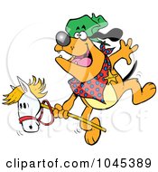 Poster, Art Print Of Cartoon Cowboy Bulldog Riding A Stick Pony