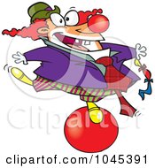 Poster, Art Print Of Cartoon Clown Balancing On A Ball