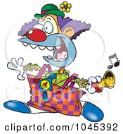 Poster, Art Print Of Cartoon Party Clown Using A Horn