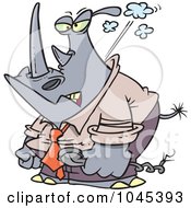 Poster, Art Print Of Cartoon Mad Business Rhino Blowing His Collar