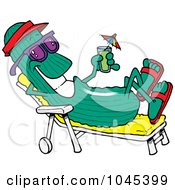 Royalty Free RF Clip Art Illustration Of A Cartoon Cool Cucumber In A Lounge Chair by toonaday