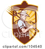 Royalty Free RF Clipart Illustration Of A Farmer With A Pitchfork Logo