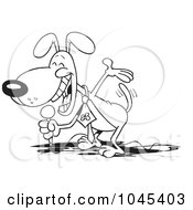 Royalty Free RF Clip Art Illustration Of A Cartoon Black And White Outline Design Of A Comedian Dog by toonaday