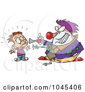 Cartoon Clown Scaring A Boy