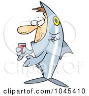 Poster, Art Print Of Cartoon Man In A Fish Costume