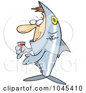 Royalty Free RF Clip Art Illustration Of A Cartoon Man In A Fish Costume