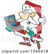 Royalty Free RF Clip Art Illustration Of A Cartoon Santa Carrying A Laptop