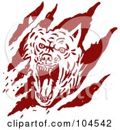 Royalty Free RF Clipart Illustration Of A Red Wolf Attacking With Scratches