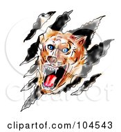Royalty Free RF Clipart Illustration Of A Wolf Attacking With Scratches