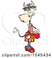 Poster, Art Print Of Cartoon Female Cow Carrying A Purse
