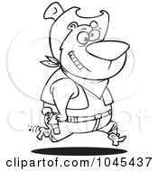 Poster, Art Print Of Cartoon Black And White Outline Design Of A Bear Cowboy