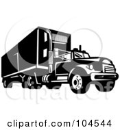Poster, Art Print Of Black And White Driving Big Rig Truck