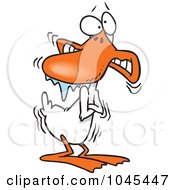 Royalty Free RF Clip Art Illustration Of A Cartoon Shivering Cold Duck by toonaday