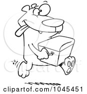 Poster, Art Print Of Cartoon Black And White Outline Design Of A Bear Stealing A Cooler