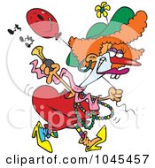 Poster, Art Print Of Cartoon Female Clown With A Horn