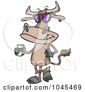 Poster, Art Print Of Cartoon Cow Standing With A Glass Of Milk