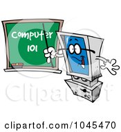 Royalty Free RF Clip Art Illustration Of A Cartoon Desktop Computer Teaching
