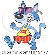 Poster, Art Print Of Cartoon Cat Walking And Wearing Sunglasses