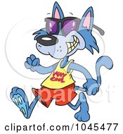 Royalty Free RF Clip Art Illustration Of A Cartoon Cat Walking And Wearing Sunglasses