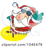 Royalty Free RF Clip Art Illustration Of A Cartoon Santa Gesturing Peace