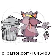 Cartoon Cat Holding A Fish Bone