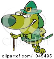 Poster, Art Print Of Cartoon St Patricks Day Dog Leaning On A Cane