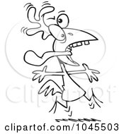 Poster, Art Print Of Cartoon Black And White Outline Design Of A Crazy Rooster