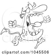 Royalty Free RF Clip Art Illustration Of A Cartoon Black And White Outline Design Of A Crazy Monster