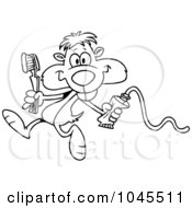Poster, Art Print Of Cartoon Black And White Outline Design Of A Dental Gopher