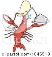 Royalty Free RF Clip Art Illustration Of A Cartoon Chef Crawdad Holding A Platter by toonaday