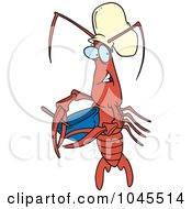 Royalty Free RF Clip Art Illustration Of A Cartoon Chef Crawdad Using A Mixing Bowl by toonaday