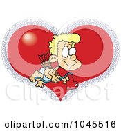 Poster, Art Print Of Cartoon Cupid Boy Over A Heart