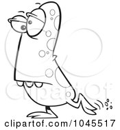 Poster, Art Print Of Cartoon Black And White Outline Design Of A Goofy Monster