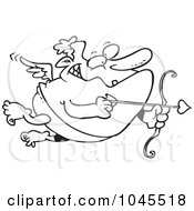 Royalty Free RF Clip Art Illustration Of A Cartoon Black And White Outline Design Of A Chubby Cupid by toonaday