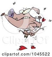 Poster, Art Print Of Cartoon Cupid Pig Smoking A Cigar
