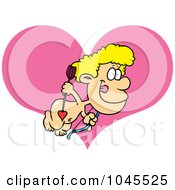 Poster, Art Print Of Cartoon Cupid Boy Over A Heart